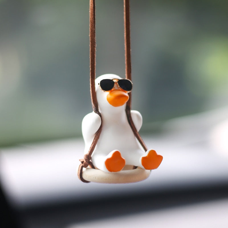 Gypsum Cute Anime Car Accessorie, Swing Duck Pendant, Auto Rearview Mirror Ornaments