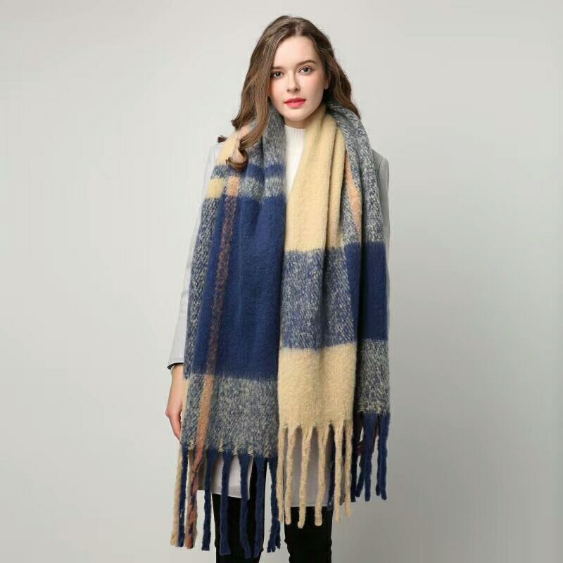 Cashmere Women Plaid Scarf, Winter Warm Shawl