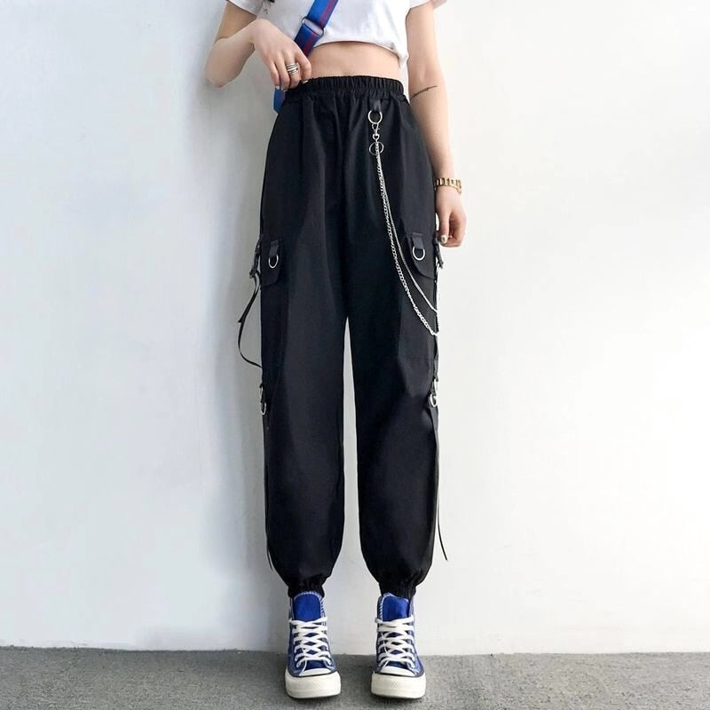 Women Cargo Pants/Harem Pants/Punk Pockets Jogger Trousers