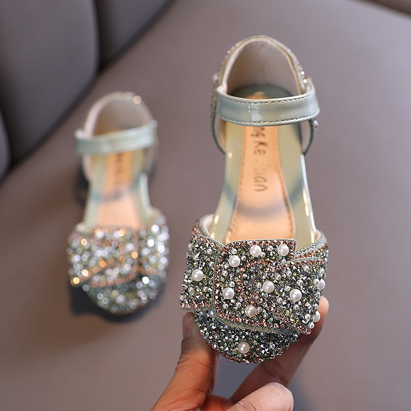 Childrens Shoes, Pearl Rhinestones Shining Kids Princess Shoes