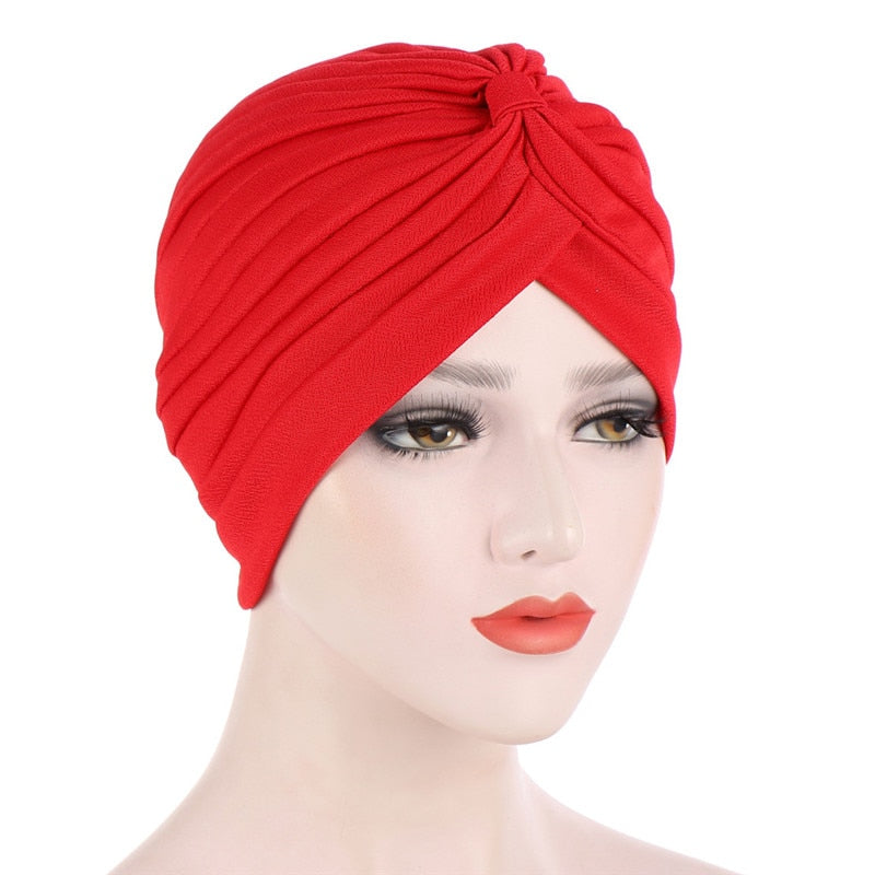 Cotton solid folds pearl muslim turban scarf  women's hijab