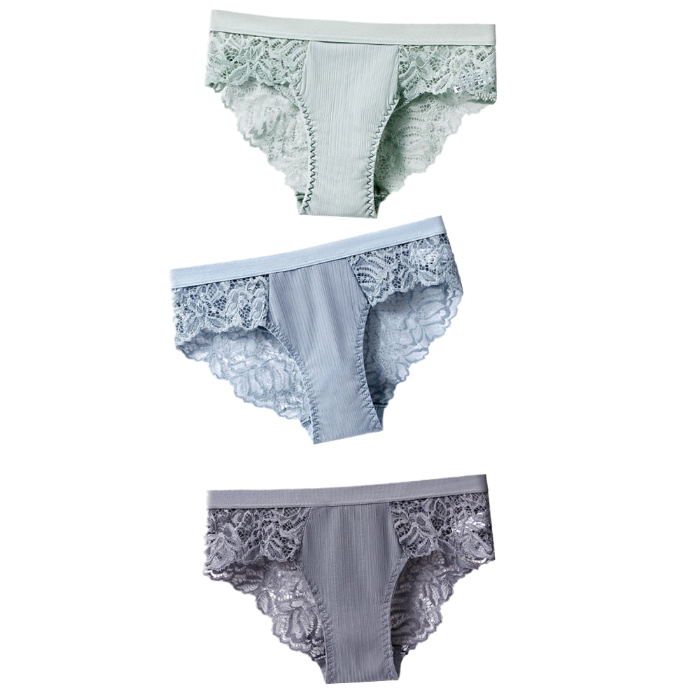 3 Pcs Cotton Lace Panties for Female