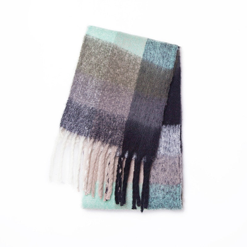 Cashmere Women Plaid Scarf, Winter Warm Shawl