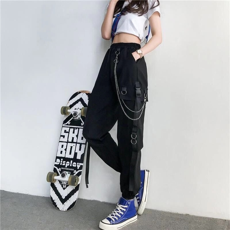 Women Cargo Pants/Harem Pants/Punk Pockets Jogger Trousers