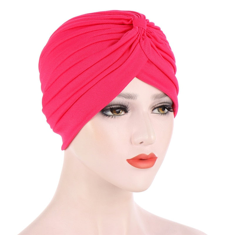 Cotton solid folds pearl muslim turban scarf  women's hijab