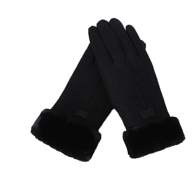 Winter Non-Inverted Velvet Cashmere Full Finger Warm Lace Gloves