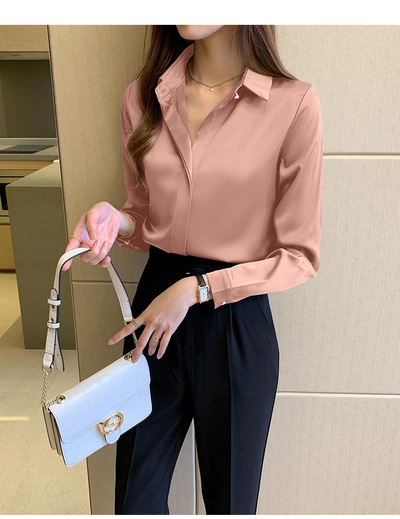 Silk Women's Shirt Long Sleeve Fashion Woman Blouses / Satin Top Female Shirts