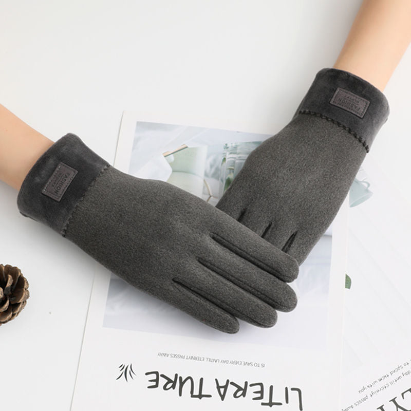 Winter Non-Inverted Velvet Cashmere Full Finger Warm Lace Gloves