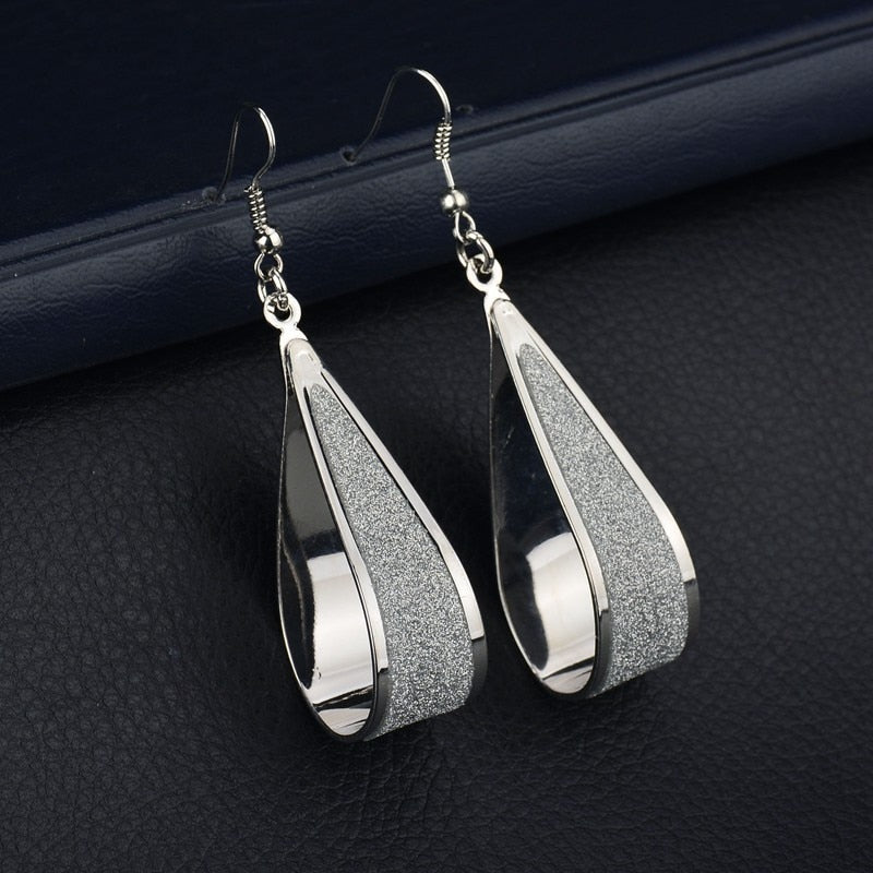 Tassels Silver Plated Long white Hook Dangle Chain Earrings