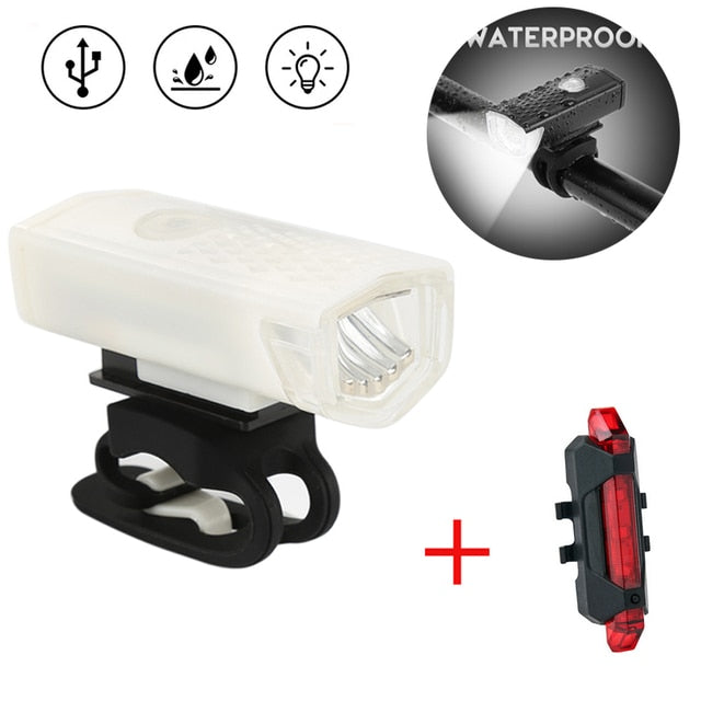 Bike Front Lights USB LED, Rechargeable Waterproof  Mountain Bike Headlight, Bicycle Safety Warning Light