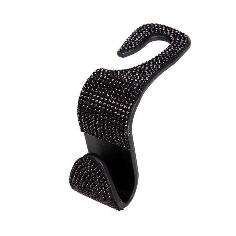 Rhinestone Car Seat Back Hook, Bling Diamond Hanger, Headrest Mount Storage Holder