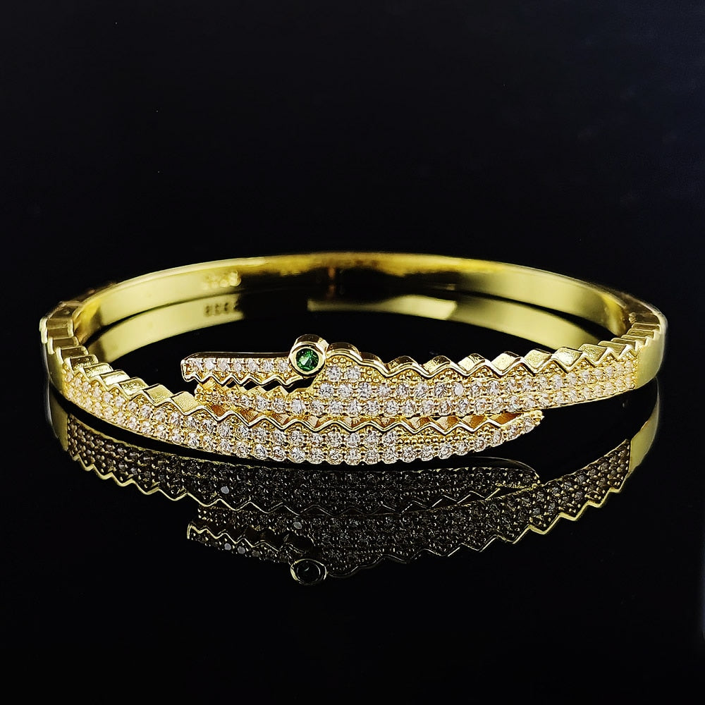 Punk Snake Butterfly Gold Silver Color Adjustable Open Bracelet