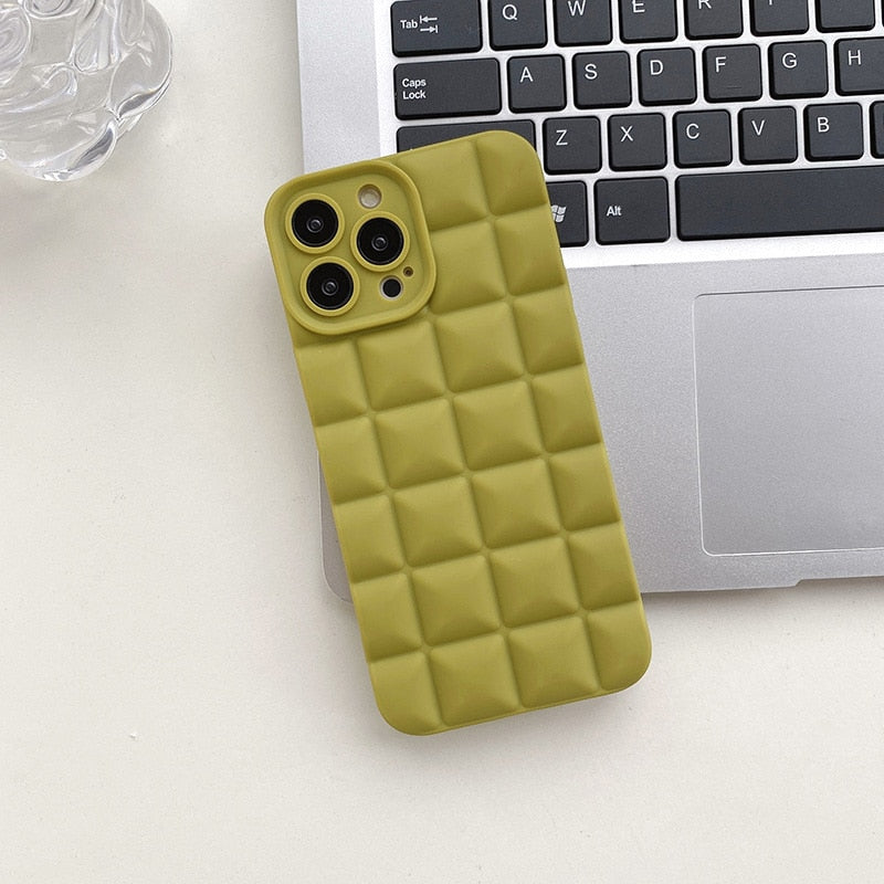 3D Diamond Plaid Phone Case For iPhone