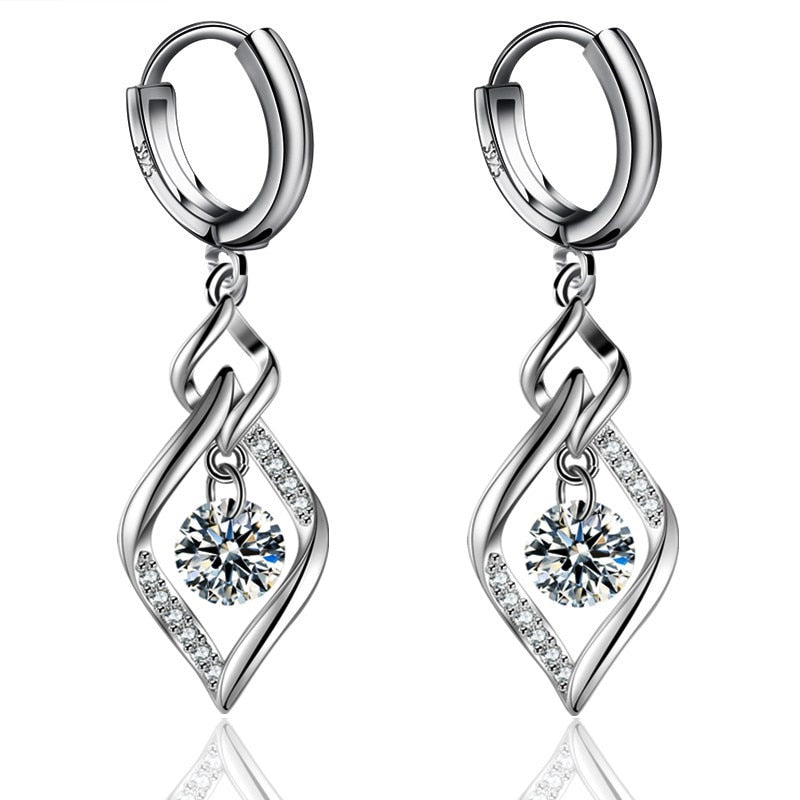 Sterling Silver Crystal Zircon Earrings
