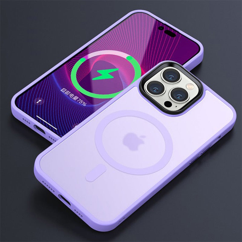 Magnetic Wireless Charge Shockproof Matte Phone Case