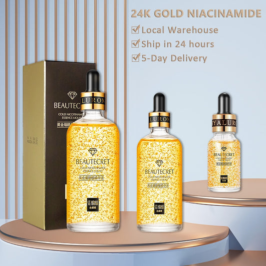 24K Gold Niacinamide Face Serum/Anti Aging Hyaluronic Acid for Face Shrinks Pores