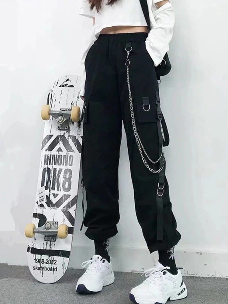 Women Cargo Pants/Harem Pants/Punk Pockets Jogger Trousers