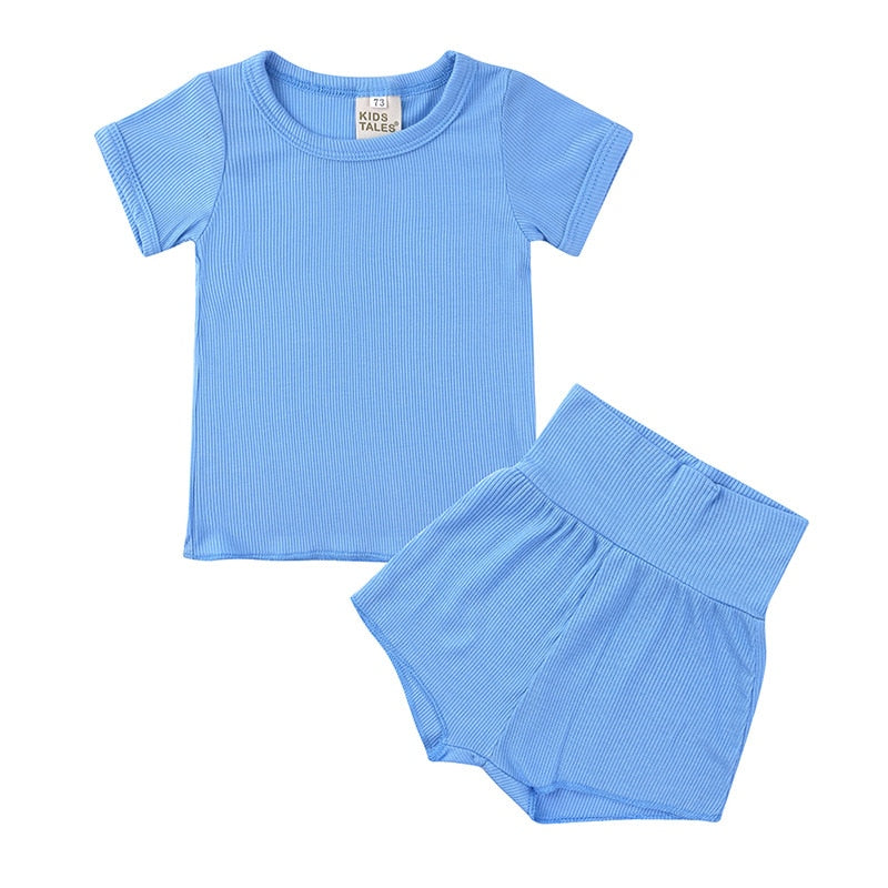 Children Clothes Short Sets Linen Sports Clothes For Baby Girl Boy T-shirts 2 Piece Set Kids Toddler 1 To 6 Years