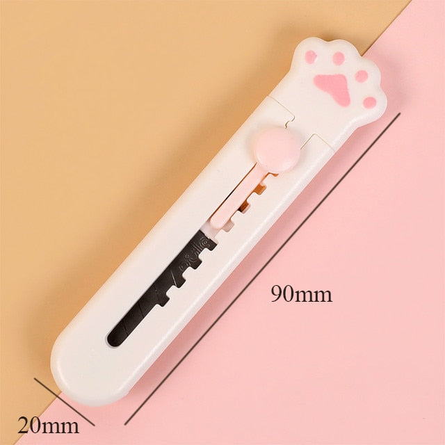 Cat Paw Stationery knife, Pink Mini Utility knife, Pocket Folding Cutter