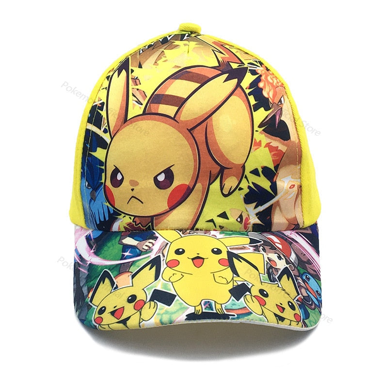 Pokemon Cartoon Pikachu Outdoor Sports Kids Hat, Baseball Caps