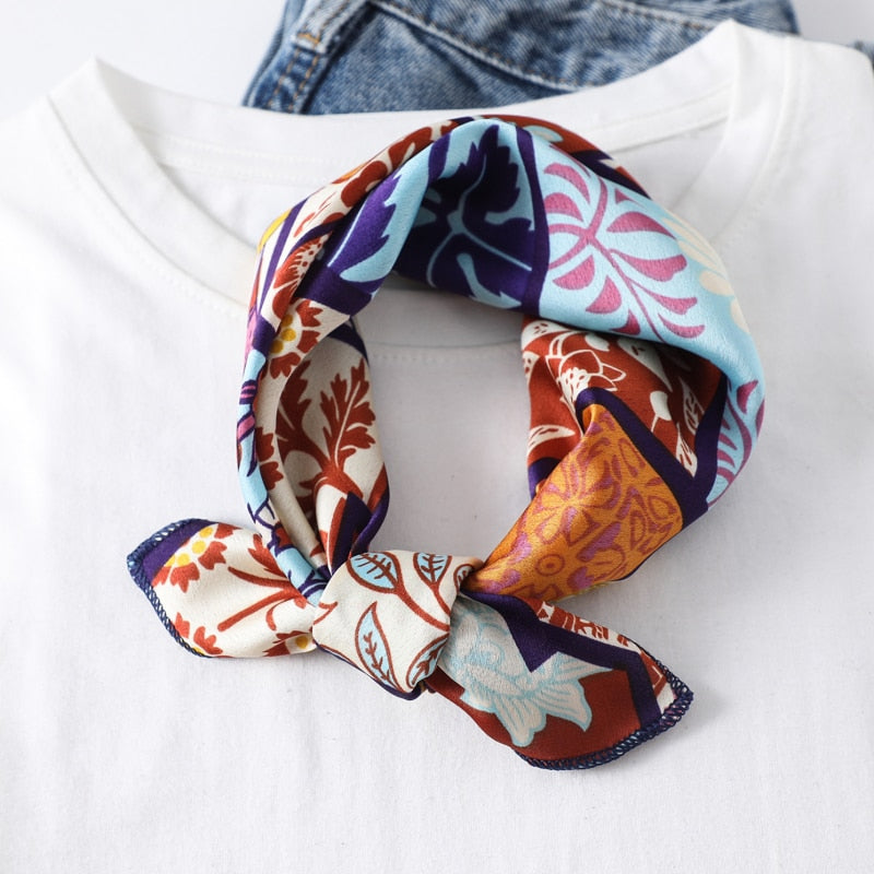 Square Silk Scarf, Bandana for Women