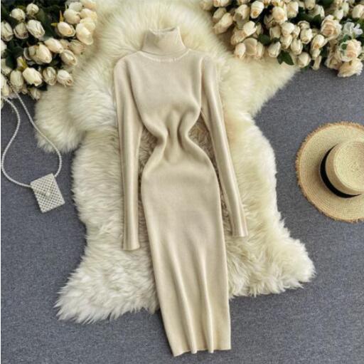 Women Knitted Dress, Long Sleeve Bottoming Dress