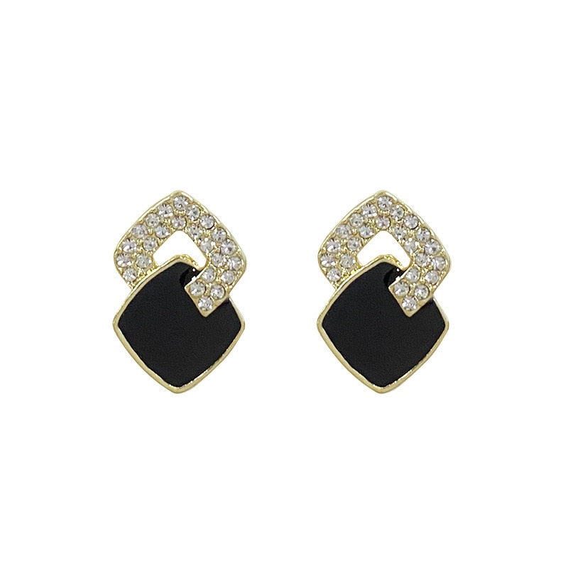 Elegant Pave Zircon Geometric Stud Earrings