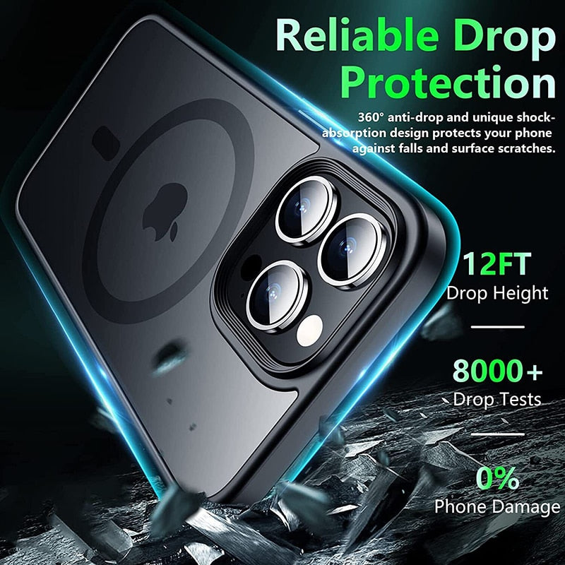 Magnetic Wireless Charge Shockproof Matte Phone Case