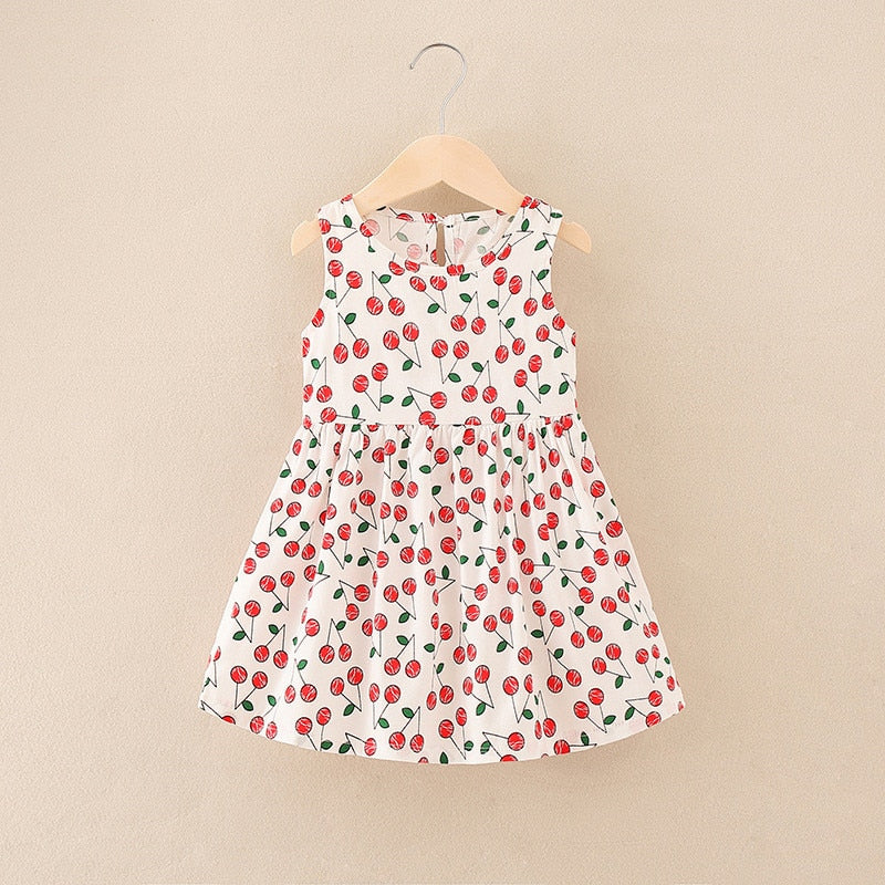 Baby Girls Sleeveless Flower Print Dresses