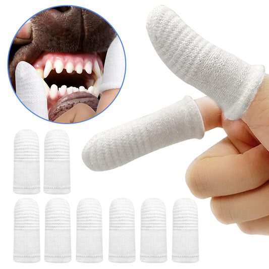 12pcs Pet Two-finger Brushing Finger Cots Puppy Teeth Oral Cleaning