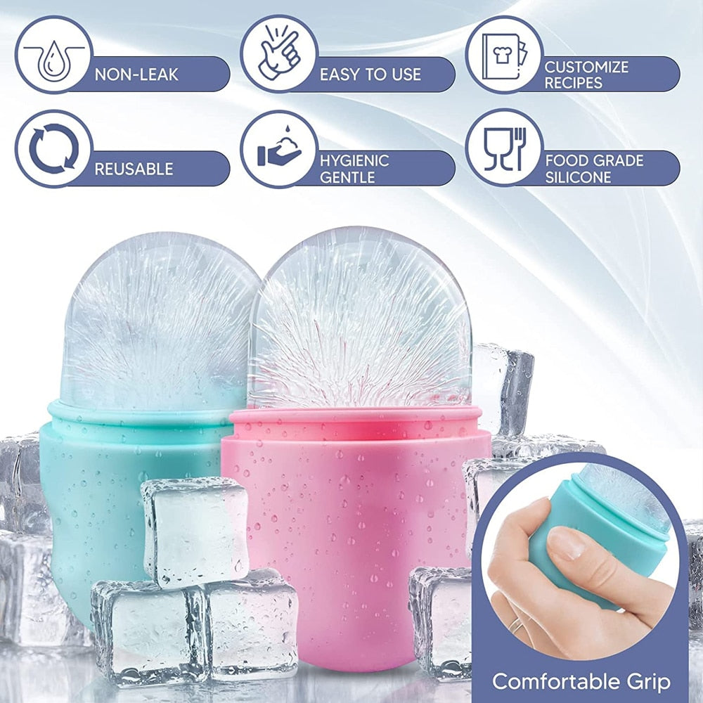 Ice Roller for Face Eyes And Neck Ice Cube Mold Beauty Skin Care, Brightens Skin Reusable Facial Treatment