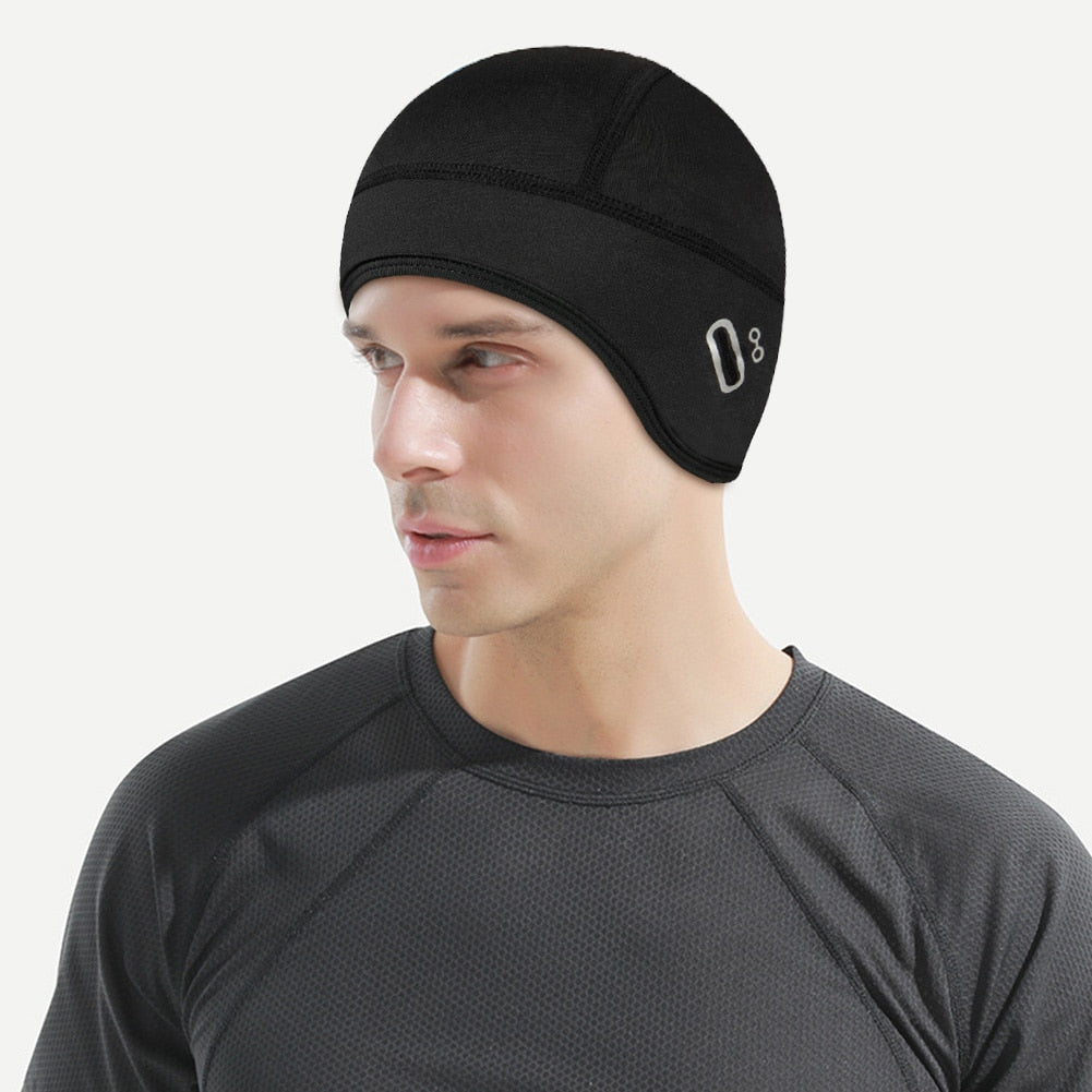 Winter Windproof Cycling Hat, Male Thermal Beanie Sports Fleece Headgear Cap