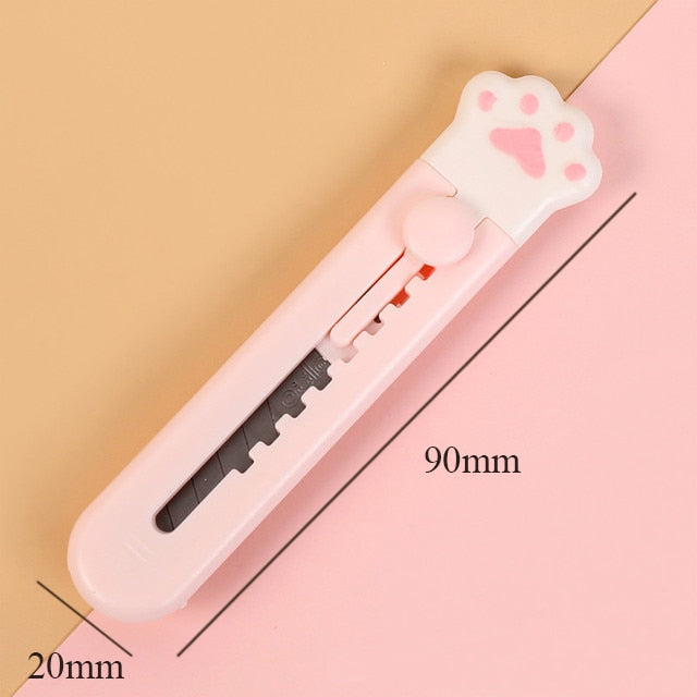 Cat Paw Stationery knife, Pink Mini Utility knife, Pocket Folding Cutter