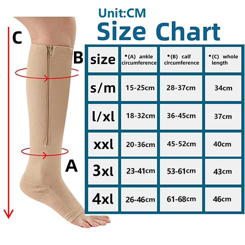Medical compression stockings sports pressure long cycling Zipper Socks
