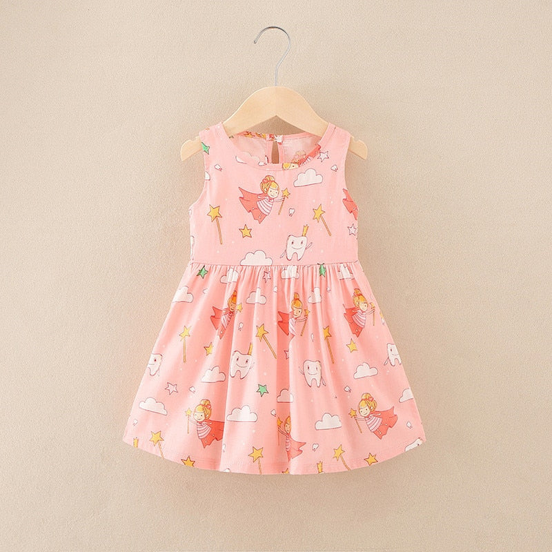 Baby Girls Sleeveless Flower Print Dresses