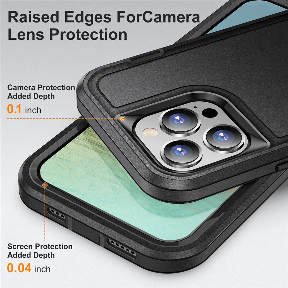Heavy Armor Bracket 360° Full Protector Cover For iPhone