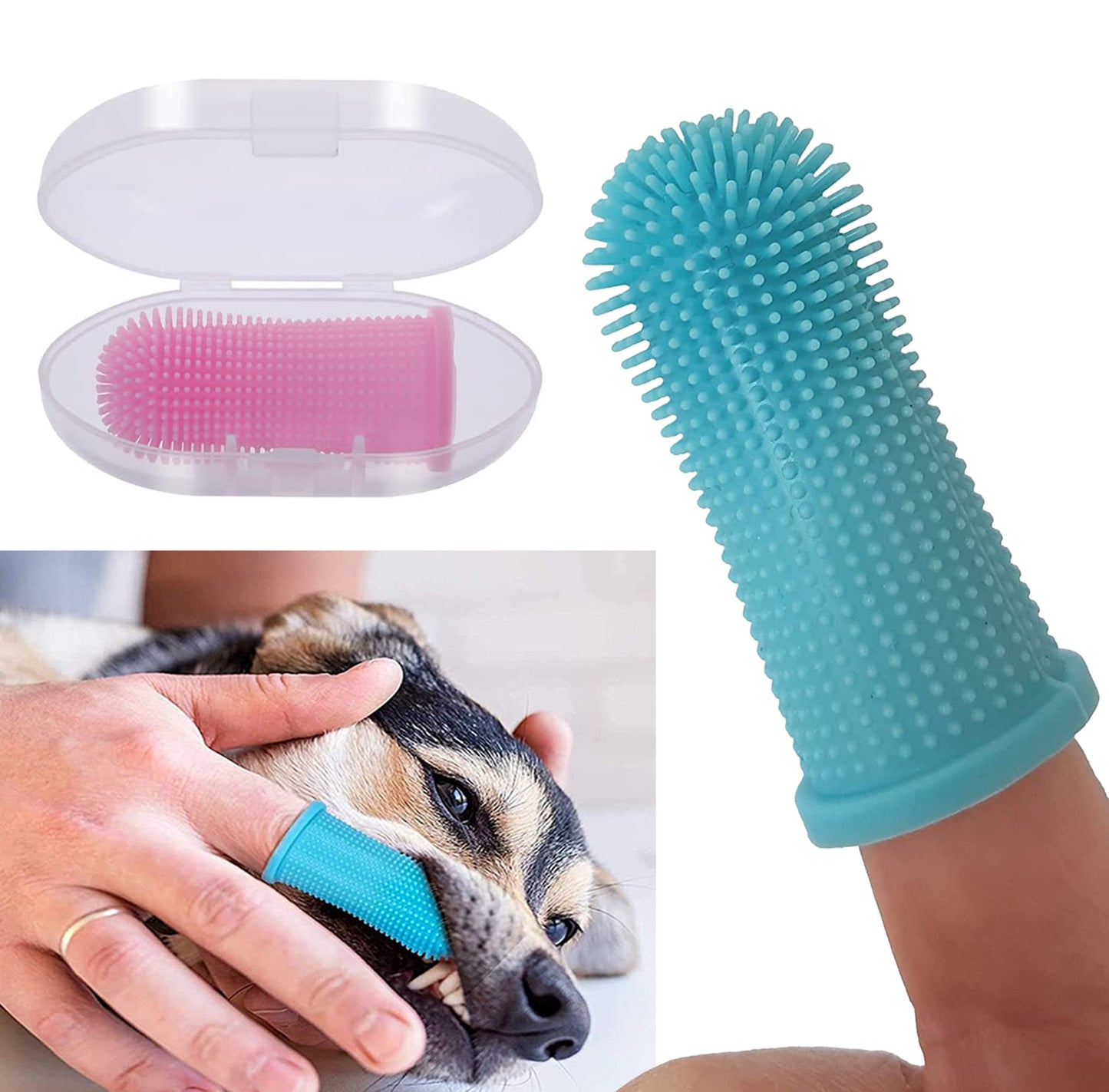 Dog Super Soft Pet Finger Toothbrush, Teeth Cleaning, Silicone Tooth Brush