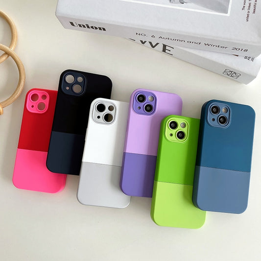 Phone Case For iPhone 14 Pro 13 12 11 Pro X XR 13Pro 12Pro XS Max Luxury Candy Two-color 3 in 1 Shockproof Soft TPU Phone Case