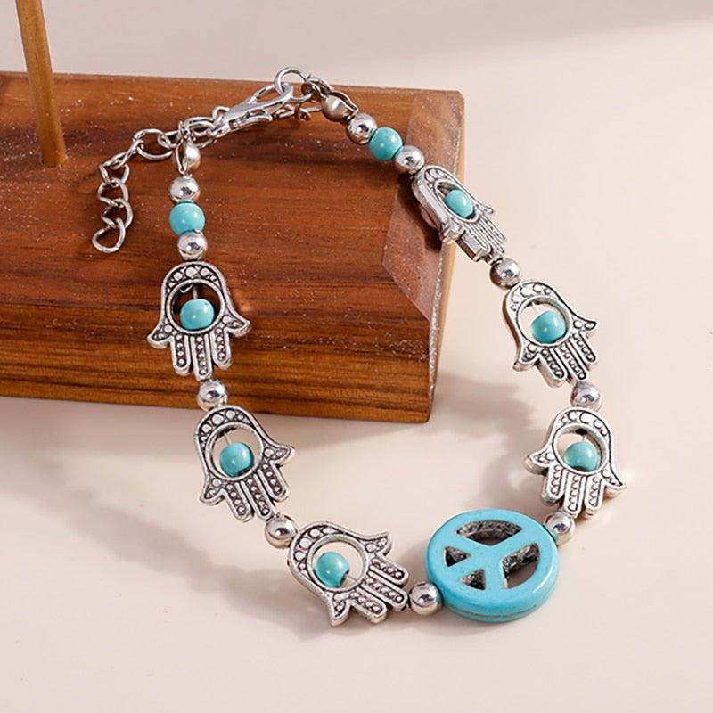Natural Stone Hearts Beads Bracelets
