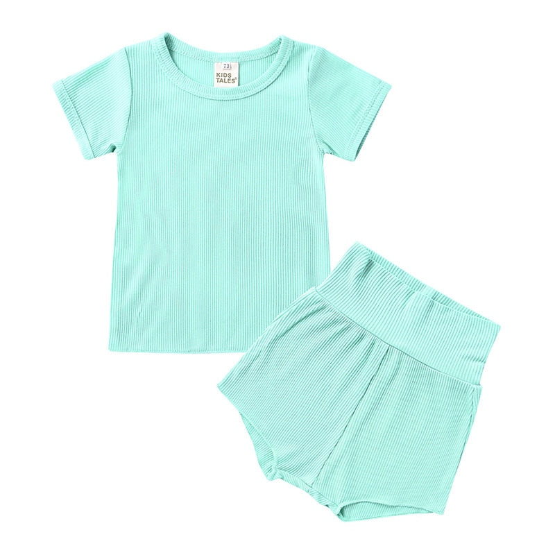 Children Clothes Short Sets Linen Sports Clothes For Baby Girl Boy T-shirts 2 Piece Set Kids Toddler 1 To 6 Years