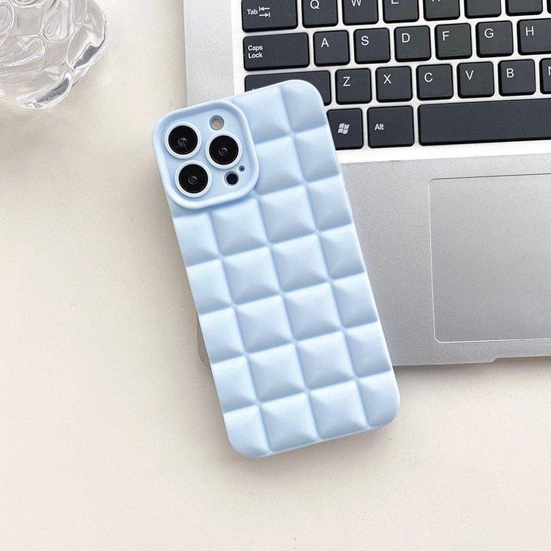 3D Diamond Plaid Phone Case For iPhone