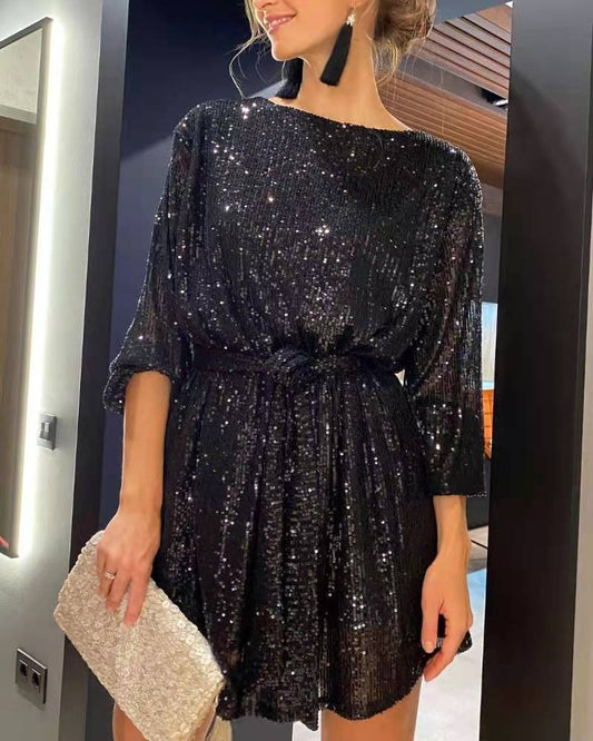 Women's Cocktail Party Sparkling Beaded Dress