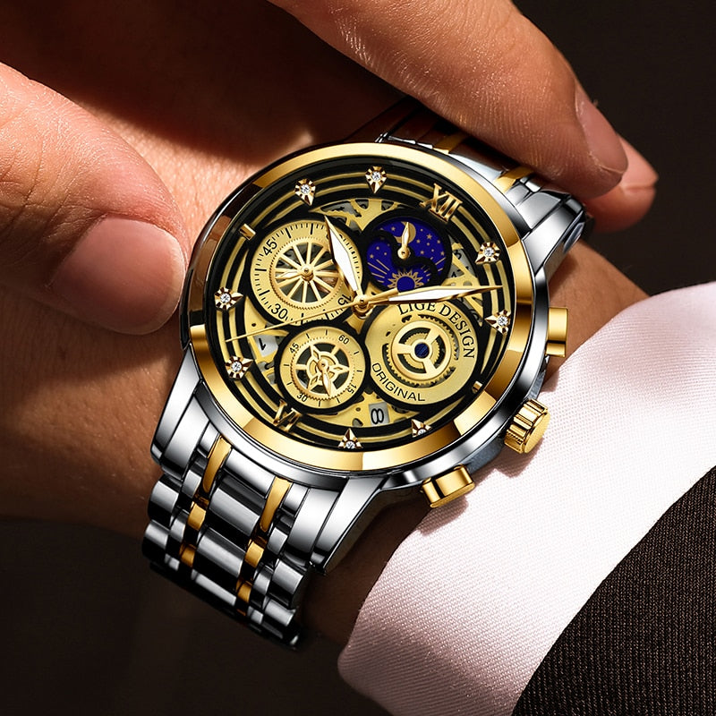 Stainless Steel Luxury Sports Chronograph Quartz Watch