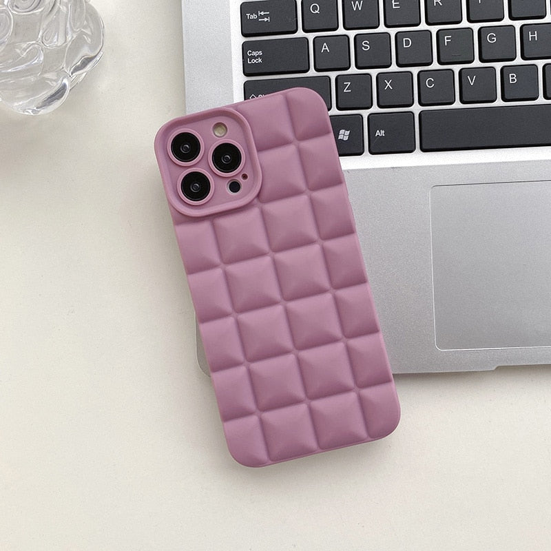 3D Diamond Plaid Phone Case For iPhone