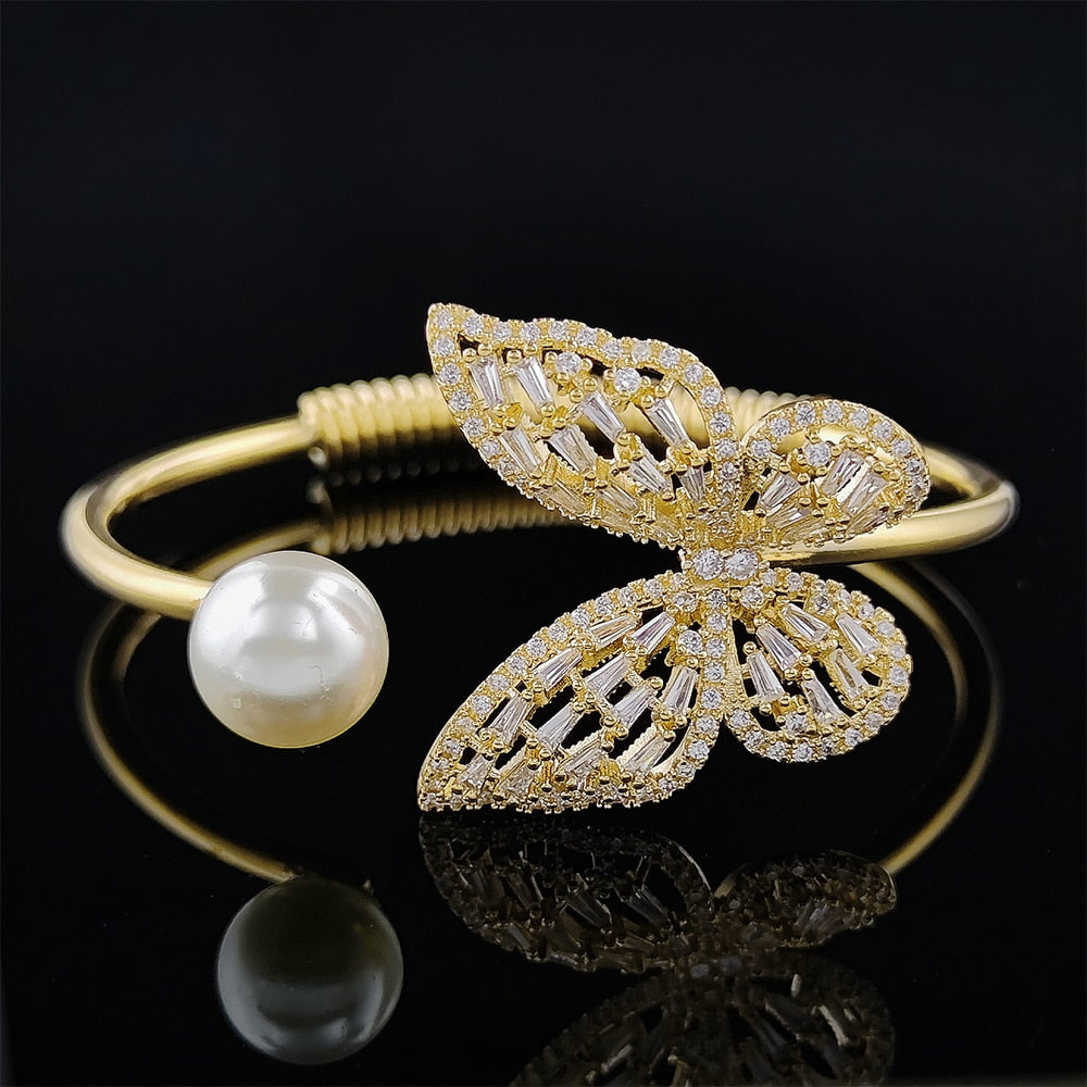 Punk Snake Butterfly Gold Silver Color Adjustable Open Bracelet