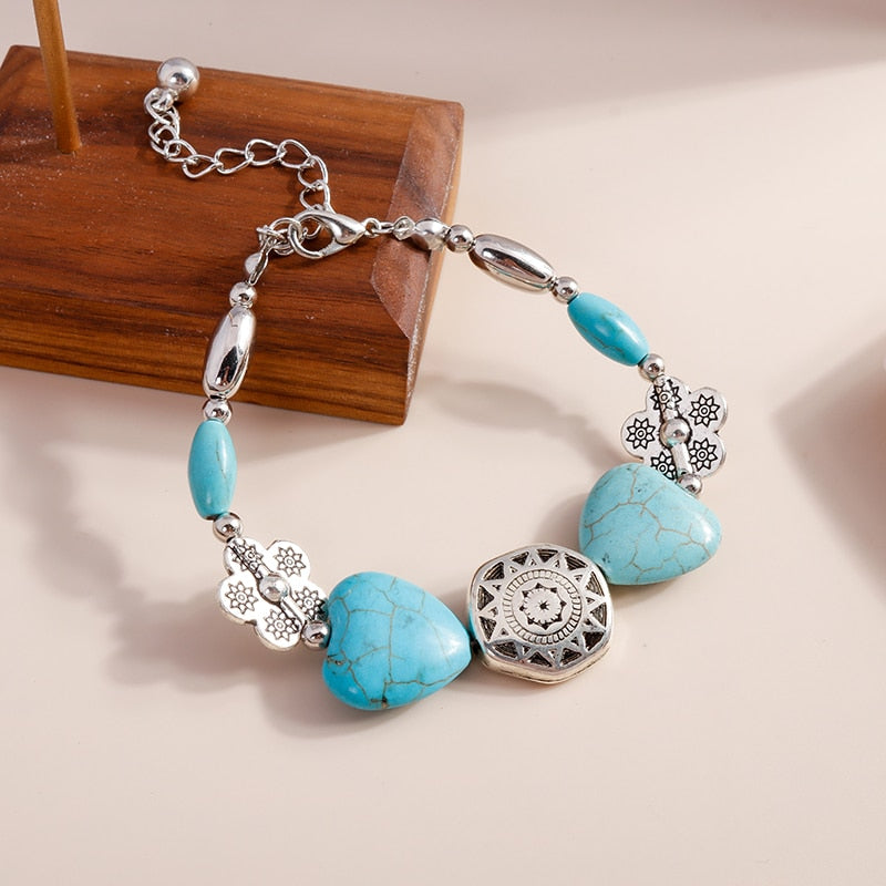 Natural Stone Hearts Beads Bracelets