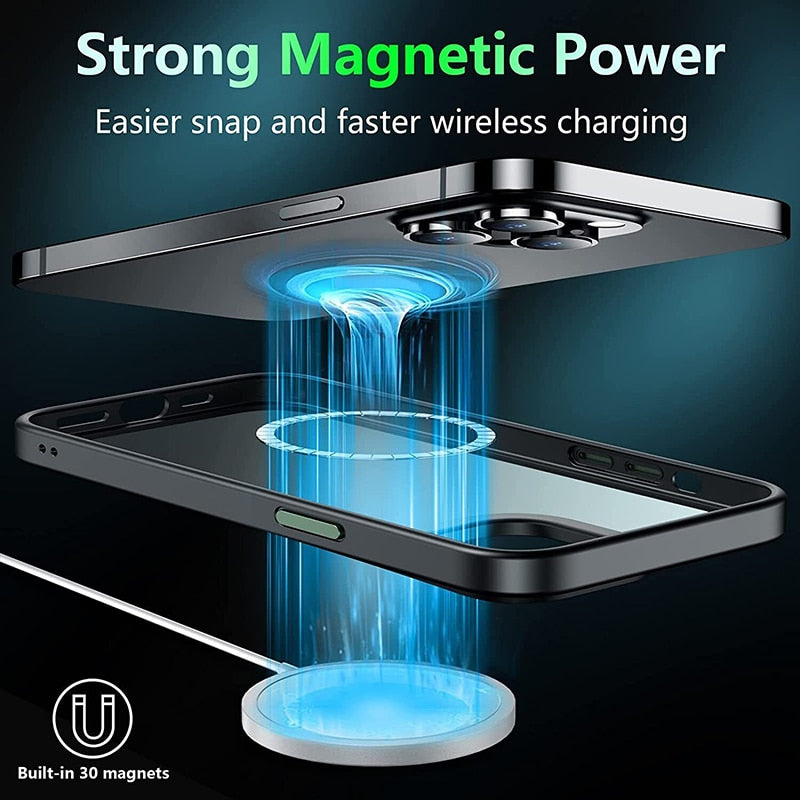 Magnetic Wireless Charge Shockproof Matte Phone Case