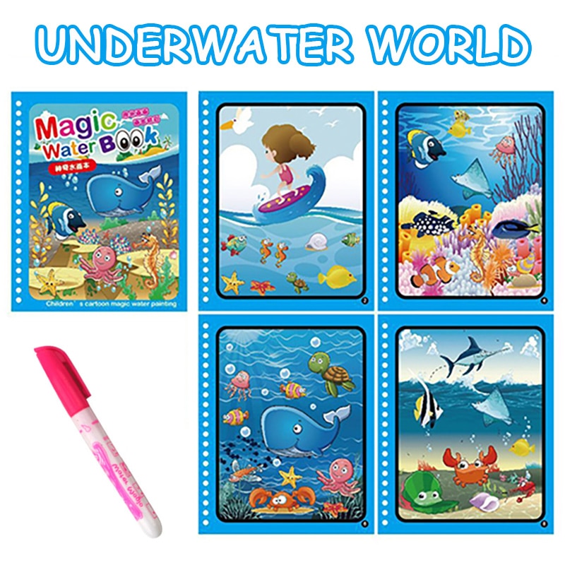 1 pcs Magical Book Water Drawing Montessori Toys Reusable Coloring Book Magic Water Drawing Book Sensory Early Education Toys