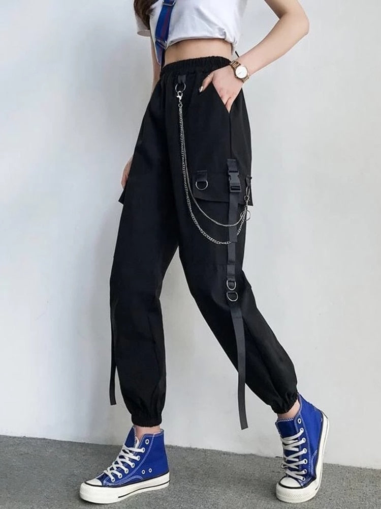 Women Cargo Pants/Harem Pants/Punk Pockets Jogger Trousers