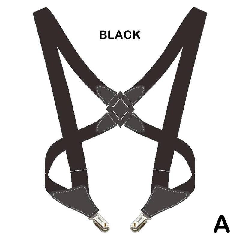 Men's Suspenders Adjustable Braces X Shape Elastic Strap Side Clip Crossover